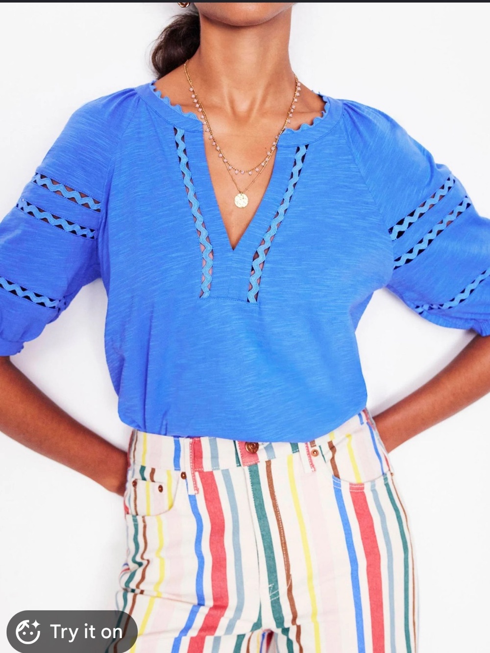 Boden Maisy Rikrak Trim Top Size 8